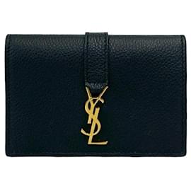 Lederkartenetui mit Cassandra-Logo Yves Saint Laurent YSL Schwarz