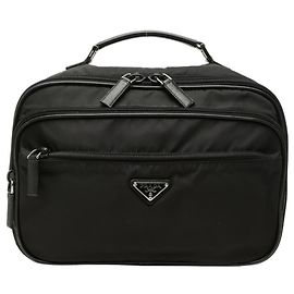 Beauty case con placca logo Triangle Prada Nero