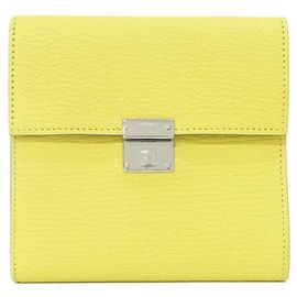 Hermès Hermes Lime Chevre Leather Tri-Fold Wallet Golden
