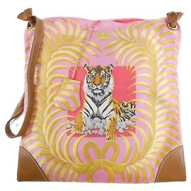 Hermès Bolsa de ombro Hermes Royal Tiger Silky City PM Rosa Vermelho