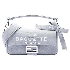Borsa a tracolla Fendi Gray Marc Jacobs Medium Jersey Logo Baguette Marrone Grigio