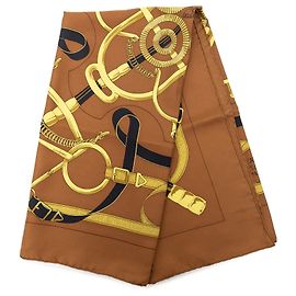 Foulard en soie Hermès Eperon D Or marron 90 Marron