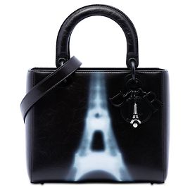 Dior Black Medium Crinkled Calfskin Eiffel Tower Lady Dior Black