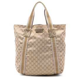 Gucci Beige GG Canvas Web Tote Beige