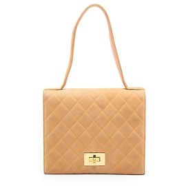 Chanel Rita Flap em camurça acolchoada bege Bege