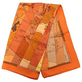 Pañuelo de seda Hermès Orange Le Monde Est Vaste 90 Naranja