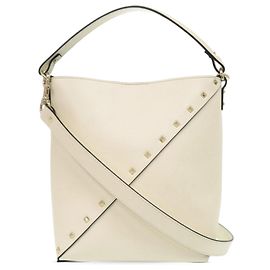 Valentino White Leather Rockstud Wispy Bucket Bag White