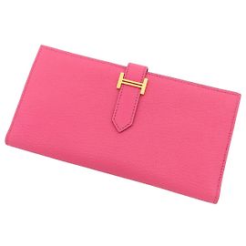 Hermès Pink Chevre Bearn Soufflet Bifold Long Wallet Pink