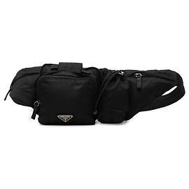 Prada Black Tessuto Multi Pocket Belt Bag Black