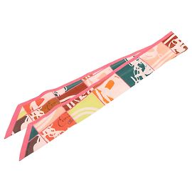 Lenço Twilly de seda Pink En Desordre Hermès Rosa