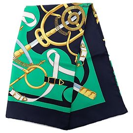 Hermès Seidentuch Green Eperon d Or 90 Grün