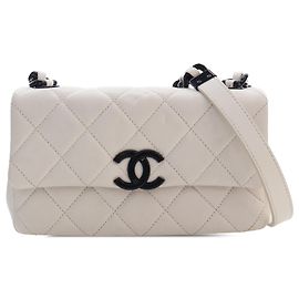 Chanel White Small Quilted Caviar My Everything Flap Branco