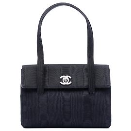 Chanel Black CC Silk Grosgrain Handbag Black