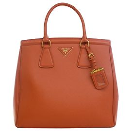 Prada Orange Saffiano Lux Parabole Tote Orange