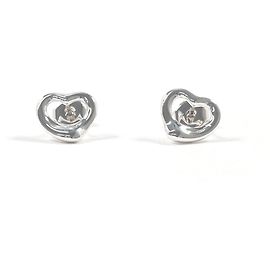 Tiffany & Co Tiffany Open Heart Elsa Peretti Stud Earrings Silvery
