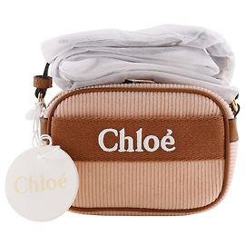 Bolsa Camera Chloé em veludo cotelê rosa Rosa