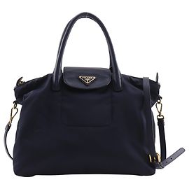 Prada Nylon 2-Way Shoulder Handbag Navy blue