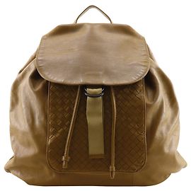 Bottega Veneta Intrecciato Beige Leather Backpack Beige