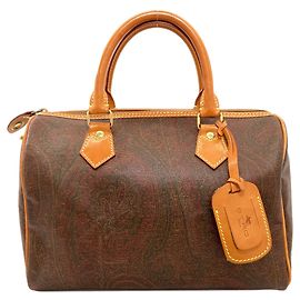 Borsa Boston in PVC marrone Etro Marrone