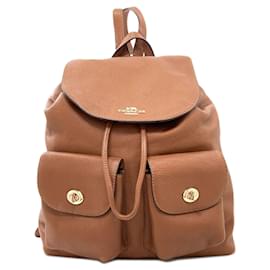 Coach Brown Leather Backpack Brown