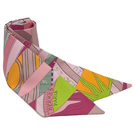 Hermès Lenço de seda Twilly Hermes Rosa