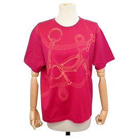 Hermès NEUF TSHIRT MAXI HERMES EPERON D'OR 4H4644DB M 38 COTON ROSE CANNEBERGE TOP Rose