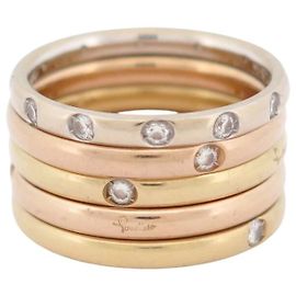 SET DI 5 Anelli POMELLATO LUCCIOLE IN ORO 18K E 15 DIAMANTI D'oro