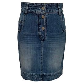 Chanel Mini-Jevenrock mit hoher Taille aus blauer Baumwolle Blau