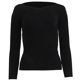 Pull en maille côtelée Alberta Ferretti en viscose noire Noir