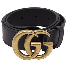 Cinturón Gucci con hebilla Interlocking G en cuero negro Negro