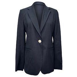 Weekend Max Mara Single-Breasted Blazer in Navy Blue Wool Blue Navy blue