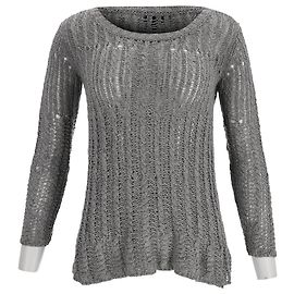 Theory Strickpullover mit Rundhalsausschnitt und offener Webstruktur aus grauer Seide Grau
