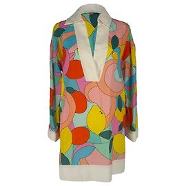 Robe mini imprimée Enzo de Staud en lin multicolore Multicolore