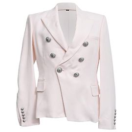 Blazer doppiopetto Balmain in viscosa rosa chiaro Rosa