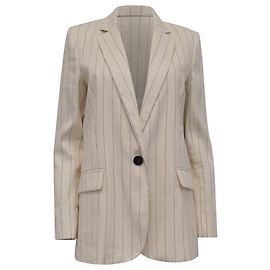Vanessa Bruno Tilia Striped Single-Button Blazer in Ecru Linen White Cream