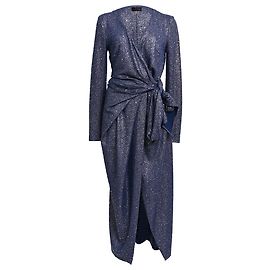Autre Marque  Tablot Runhof Glittered Wrap Midi Dress in Navy Blue Polyester Blue Navy blue