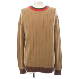 Gucci Web Stripe Camel Wool Sweater Brown