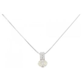 Autre Marque Collar de oro blanco Pt900 Au750 y diamantes Plata