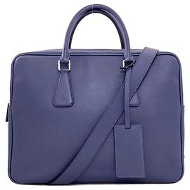 Borsa Business 2-Way in Pelle Saffiano Prada Blu