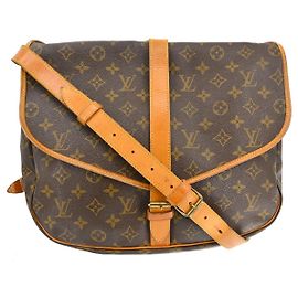 Louis Vuitton Saumur Handbag Monogram Canvas 35 Brown