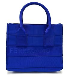 Salvatore Ferragamo Blue Canvas Handbag Blue