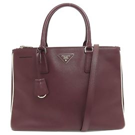 Prada Bordeaux Saffiano Leather 2-Way Tote Bag Dark red