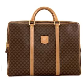 Céline Celine Macadam Pattern Leather Briefcase Brown