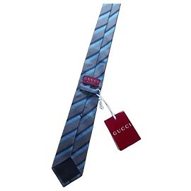Corbata de seda Gucci a rayas azules y grises Azul Gris