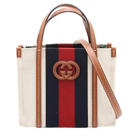Gucci Interlocking G Web Canvas Mini Beige