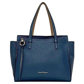 Sac cabas en cuir bleu Salvatore Ferragamo Bleu