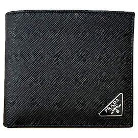 Carteira dobrável Saffiano Prada preta Preto