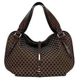 Céline Sac Tote Celine em lona marrom e couro Marrom