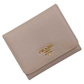 Prada Tri-fold Wallet in Beige Saffiano Leather Beige