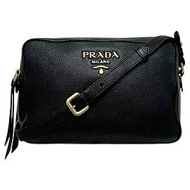Borsa a tracolla Prada Black Vitello Daino Nero